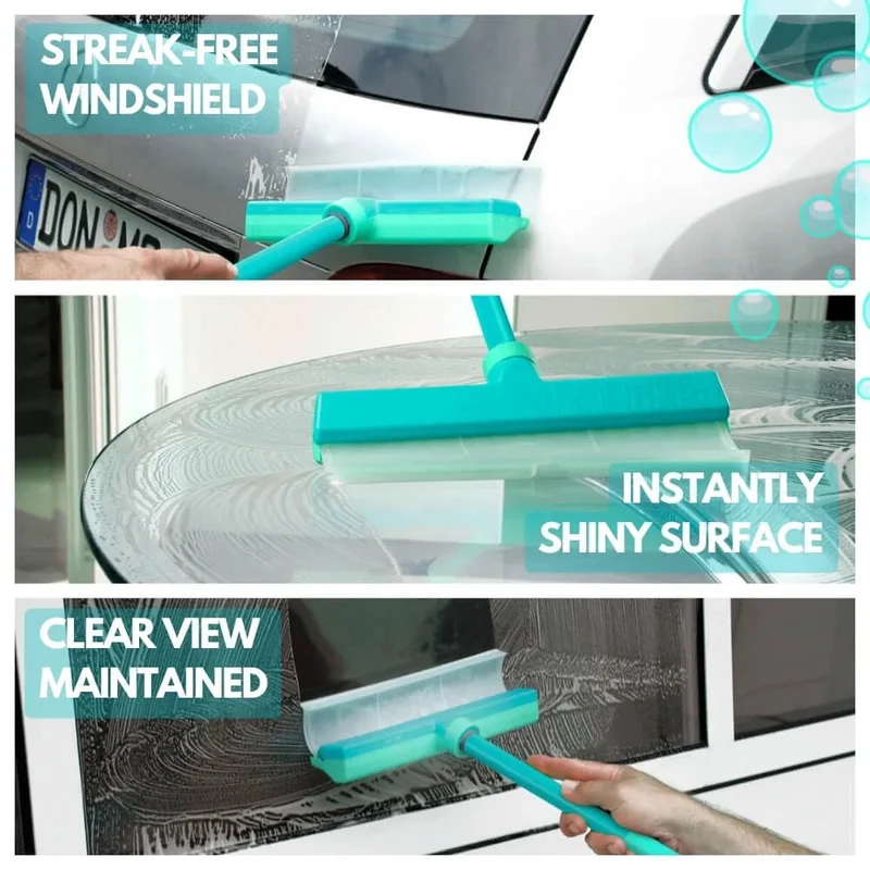 Fensterabzieher mit Silikonlippe | Streifenfrei in einem Wisch für Glas & Spiegel | Flexibler Griff, ganzjährig zuverlässig