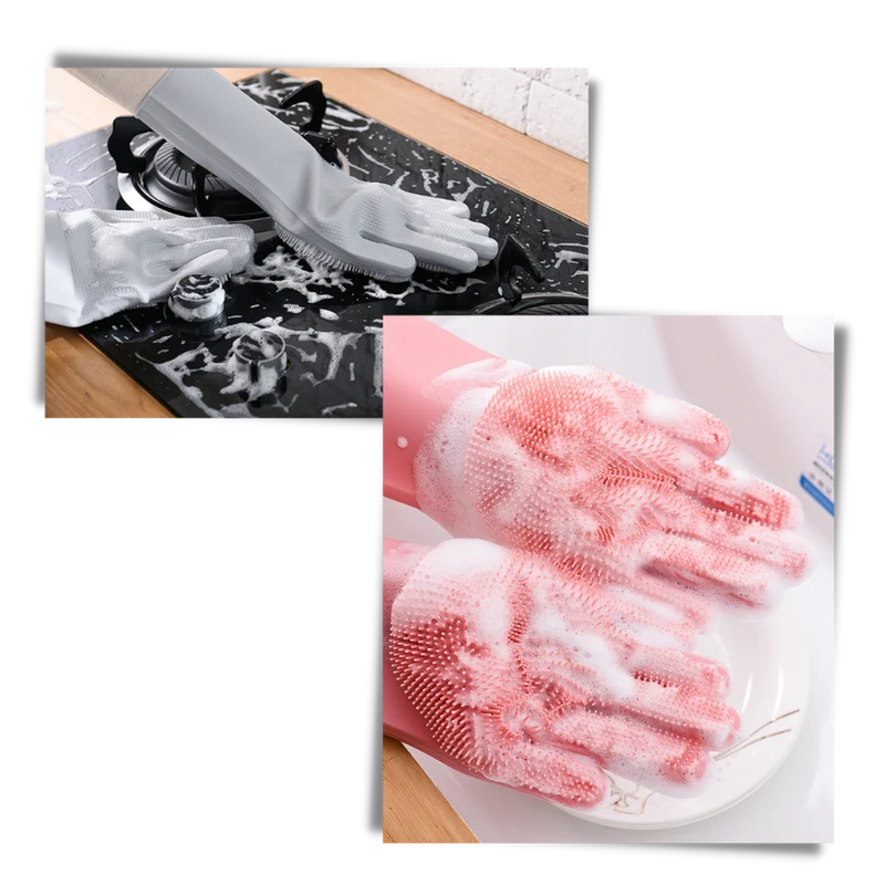 Gants de vaisselle en silicone à usages multiples