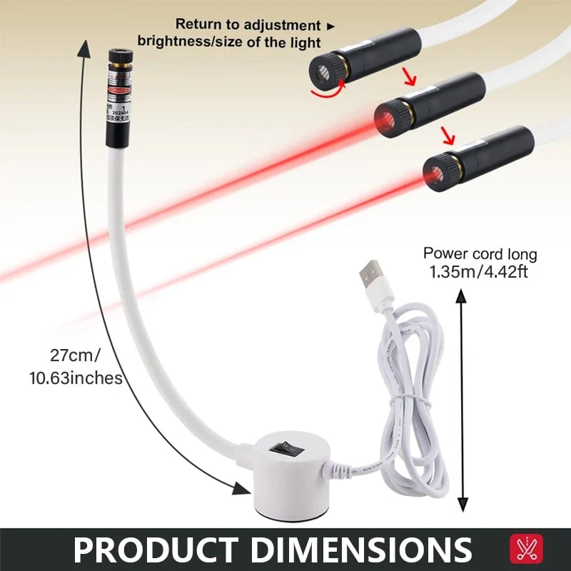 Magnetische Laser-Nähhilfe für Nähmaschine | Gerade Nähte ohne Anzeichnen | Flex-Arm + Ein/Aus-Schalter | Kopf: Linie/Kreuz/Punkt