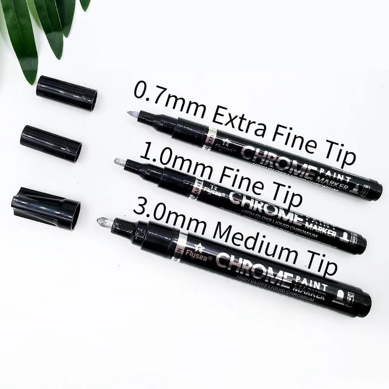 Chrom Marker Stift metallisch für Glas & Kunststoff | Spiegelglanz, kratzfest & UV-beständig | 0,7/1,0/3,0 mm