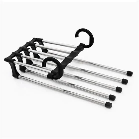 5-in-1 platzsparender Kleiderbügel aus Edelstahl | Bis zu 5 Kleidungsstücke pro Bügel | Horizontal oder vertikal nutzbar | Rutschfeste Enden