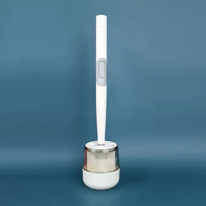 WC-Bürste mit Flüssigkeitsspender & Wandhalter | Flexibler Rundum-Bürstenkopf | Belüfteter Halter gegen Geruch | Grün/Weiß