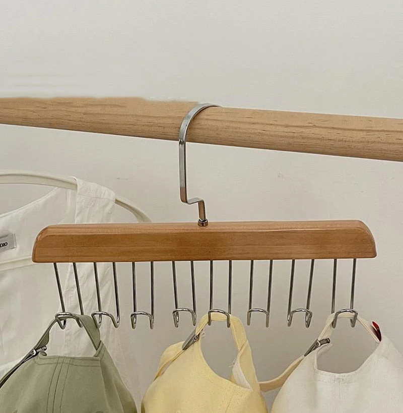 Wandgarderobe mit 8 Haken | Platzsparende Garderobenleiste aus Holz & Stahl | Mehrfach-Haken für Flur, Küche & Bad