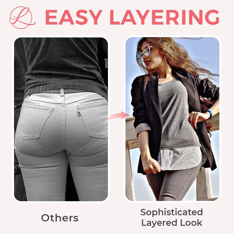 Lagenlook Einsatz Damen verstellbarer Bund | Shirt- & Blusenverlängerung | 9 Designs: Kariert, Gestreift, Spitze