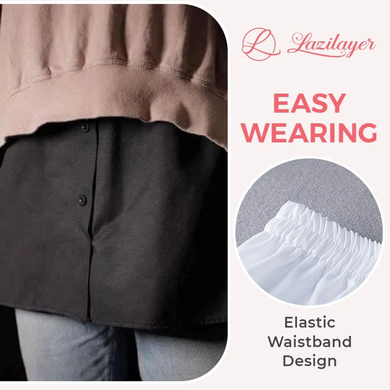 Lagenlook Einsatz Damen verstellbarer Bund | Shirt- & Blusenverlängerung | 9 Designs: Kariert, Gestreift, Spitze