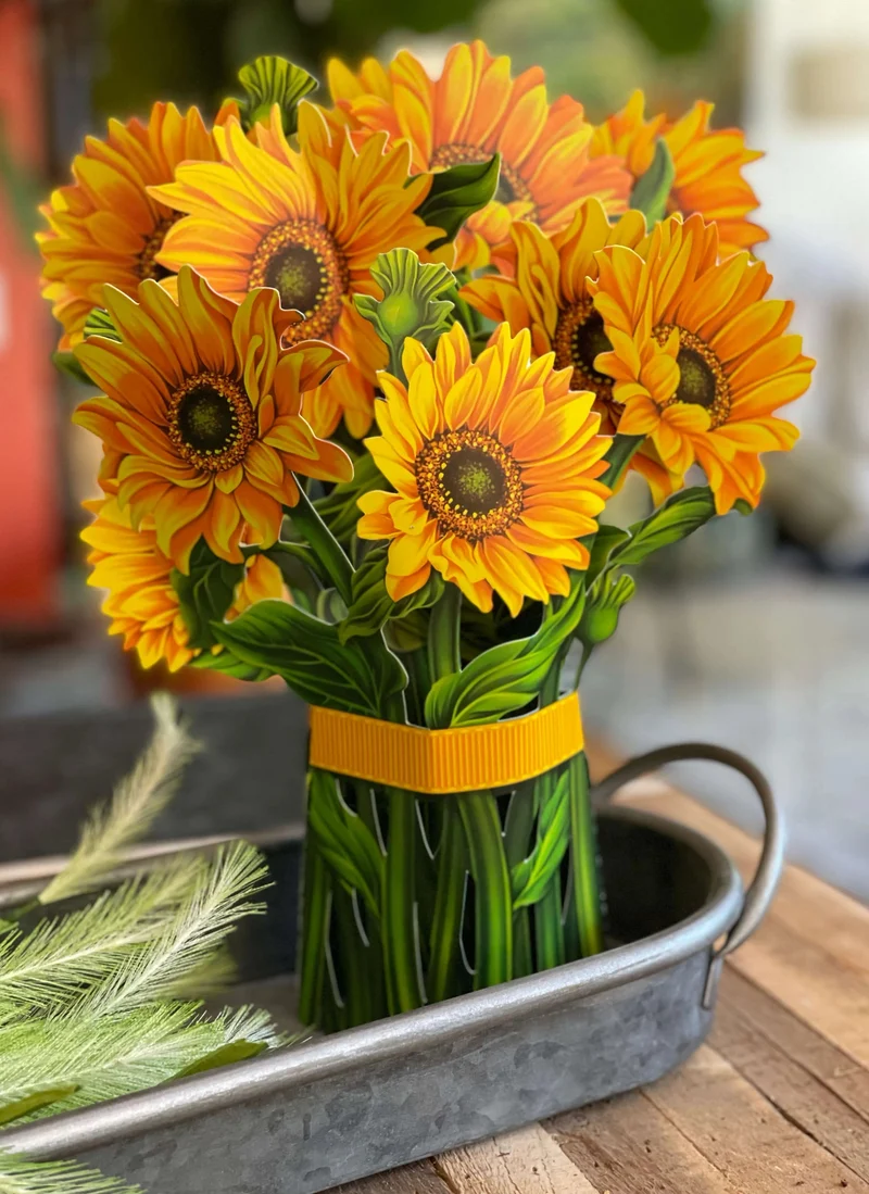 3D Popup Blumenstrauß | Papierblumen mit Vase & Karte | Dauerhaft & Geschenkidee