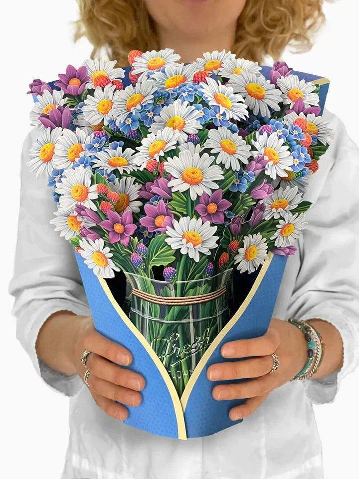 3D Popup Blumenstrauß | Papierblumen mit Vase & Karte | Dauerhaft & Geschenkidee