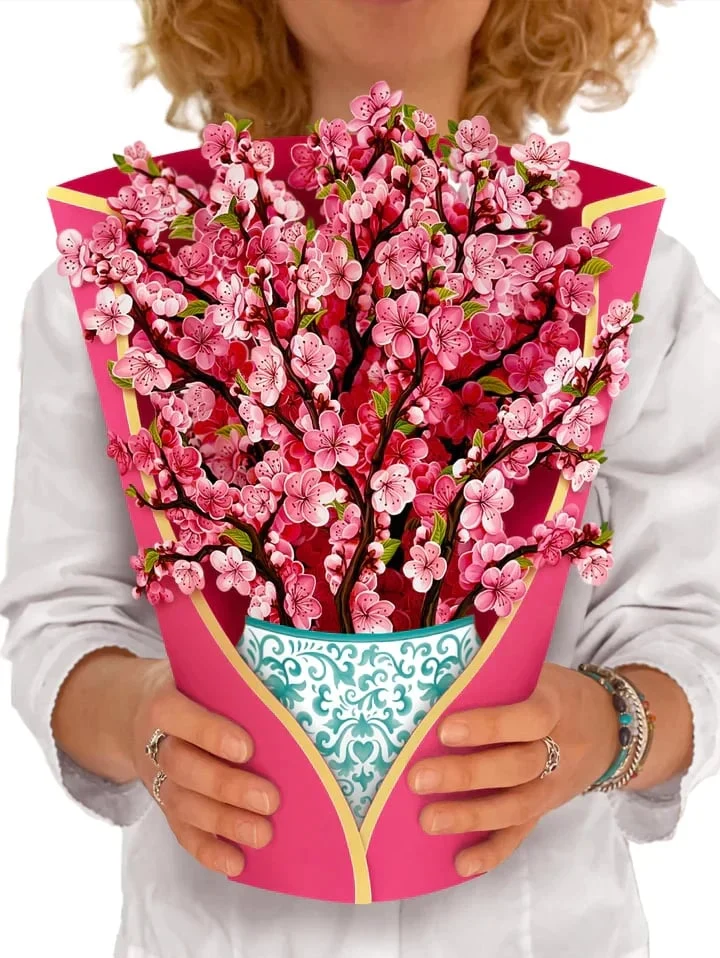 3D Popup Blumenstrauß | Papierblumen mit Vase & Karte | Dauerhaft & Geschenkidee