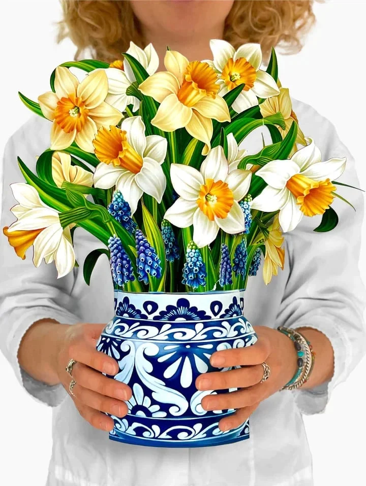 3D Popup Blumenstrauß | Papierblumen mit Vase & Karte | Dauerhaft & Geschenkidee