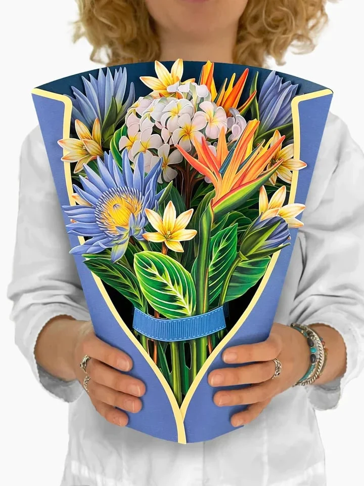 3D Popup Blumenstrauß | Papierblumen mit Vase & Karte | Dauerhaft & Geschenkidee