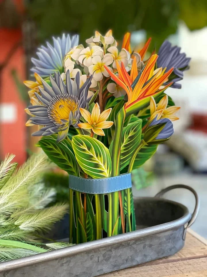 3D Popup Blumenstrauß | Papierblumen mit Vase & Karte | Dauerhaft & Geschenkidee