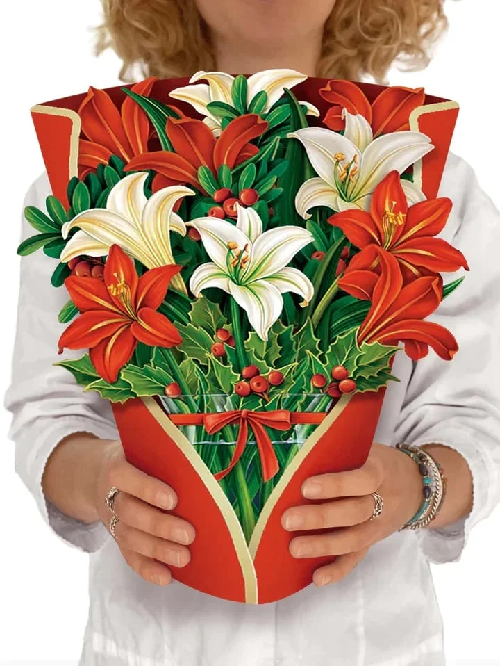 3D Popup Blumenstrauß | Papierblumen mit Vase & Karte | Dauerhaft & Geschenkidee