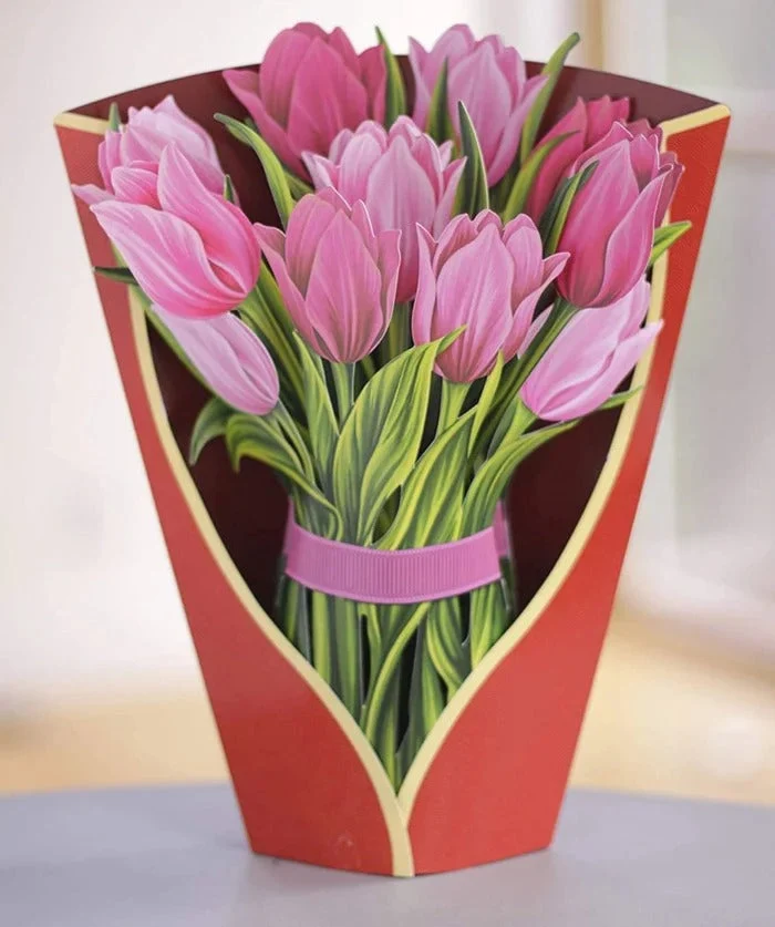 3D Popup Blumenstrauß | Papierblumen mit Vase & Karte | Dauerhaft & Geschenkidee