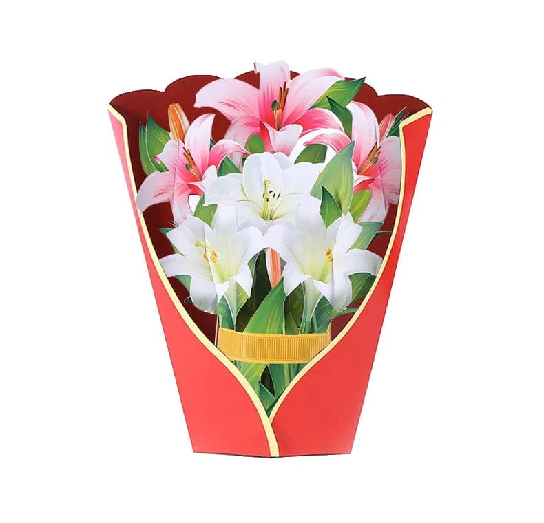 3D Popup Blumenstrauß | Papierblumen mit Vase & Karte | Dauerhaft & Geschenkidee