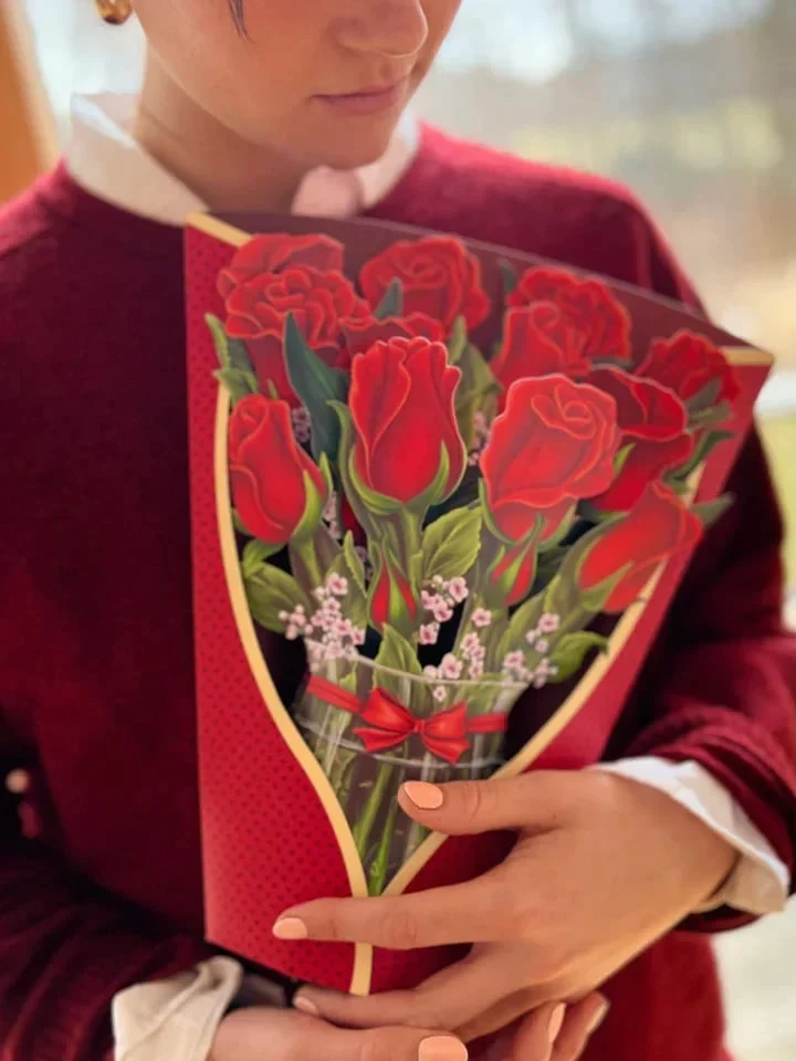 3D Popup Blumenstrauß | Papierblumen mit Vase & Karte | Dauerhaft & Geschenkidee