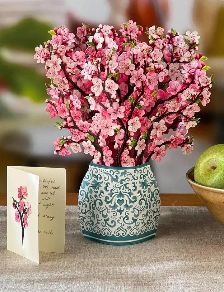 3D Popup Blumenstrauß | Papierblumen mit Vase & Karte | Dauerhaft & Geschenkidee
