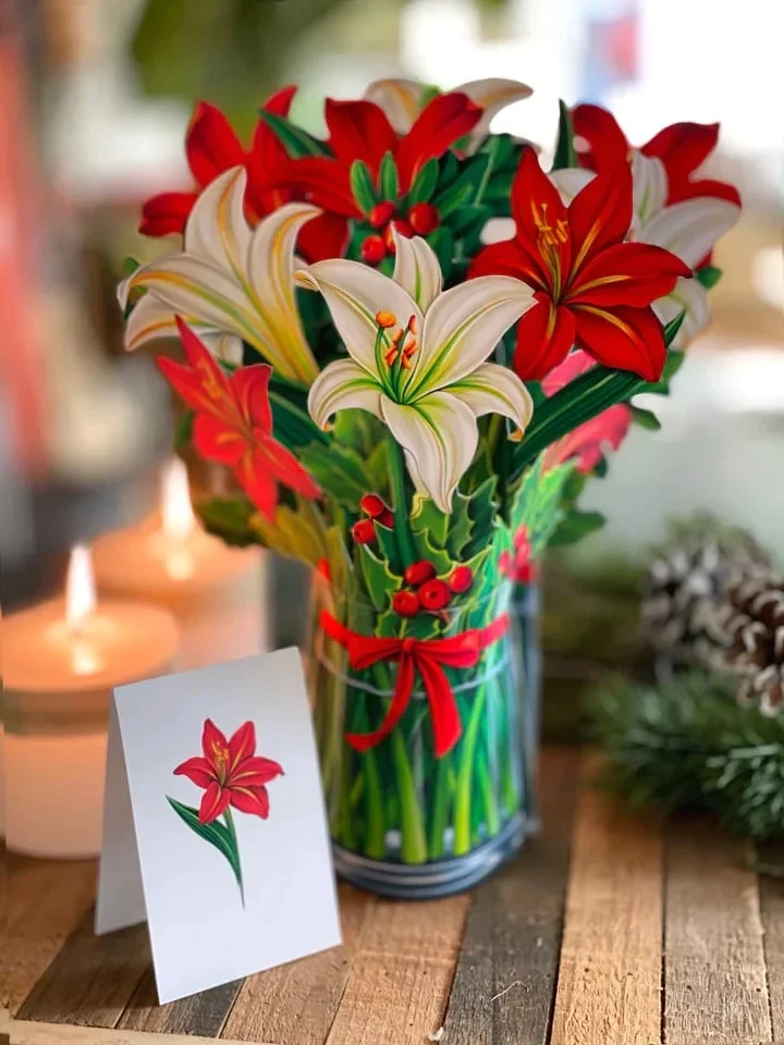 3D Popup Blumenstrauß | Papierblumen mit Vase & Karte | Dauerhaft & Geschenkidee