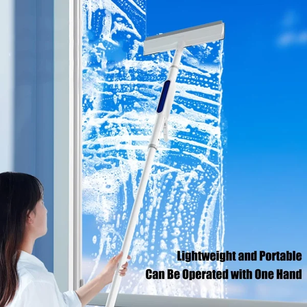 Fensterreiniger doppelseitig | Mit Teleskopstange & Sprühfunktion | Mikrofaser & Kunststoff | Für Innen & Außen