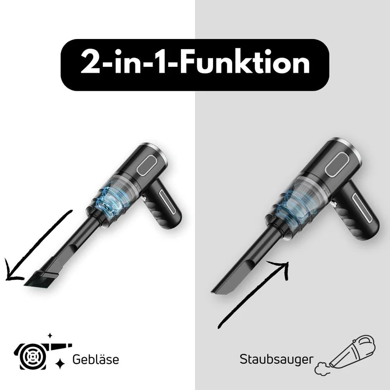 Akku Staubsauger 3-in-1 | Saugen & Blasen | Kabellos, Leicht & Abnehmbarer Staubbehälter