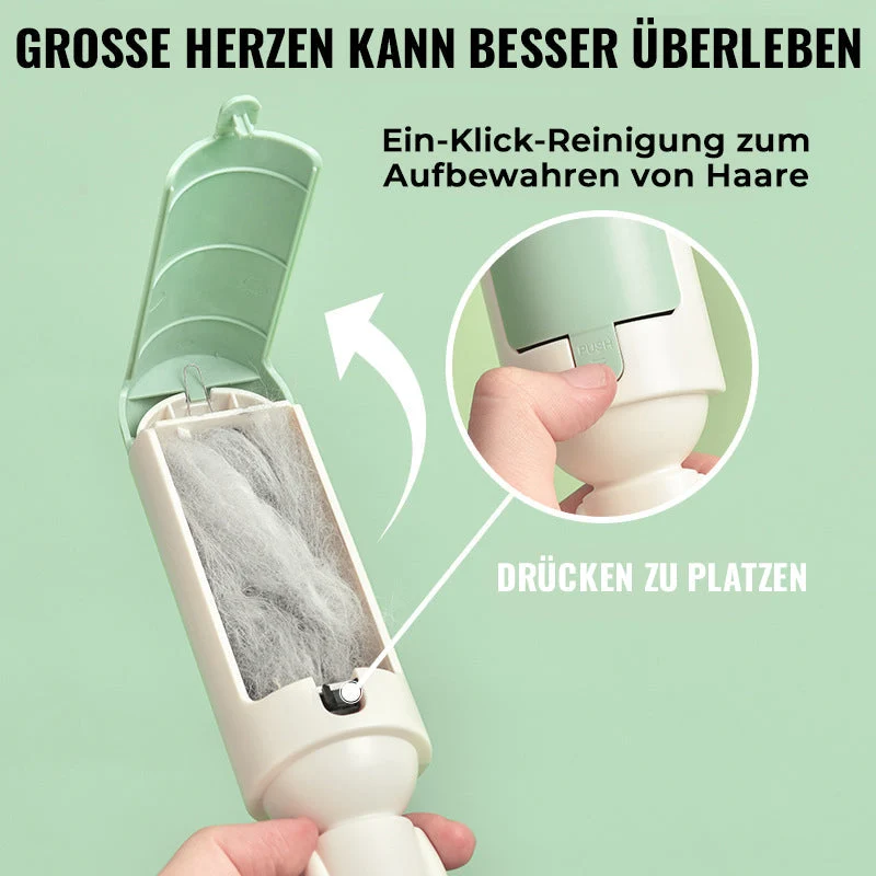 Wiederverwendbare Fusselrolle für Tierhaare ohne Papier | mit Sammelkammer | entfernt Haare von Sofa, Kleidung & Auto | 98 g