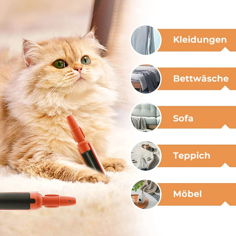 Wiederverwendbare Fusselrolle für Tierhaare ohne Papier | mit Sammelkammer | entfernt Haare von Sofa, Kleidung & Auto | 98 g