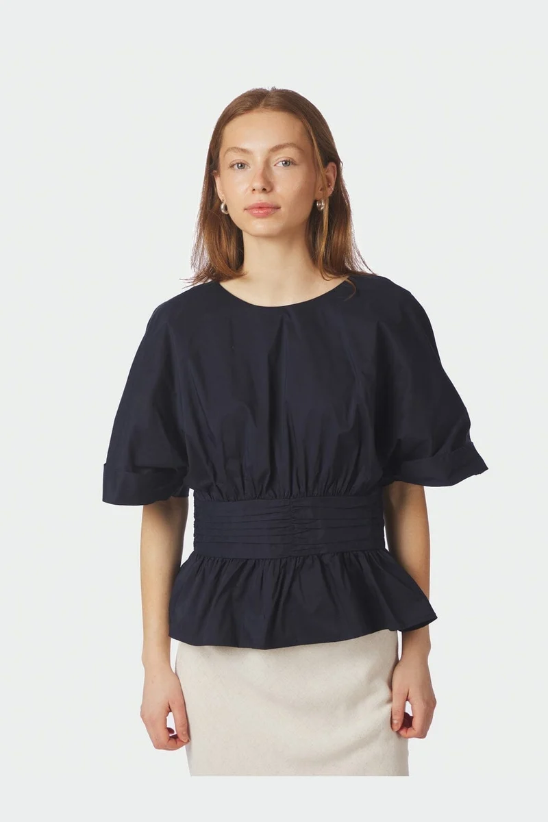 Neo Noir - Annegret Poplin Blouse 162365 - 141 - Navy
