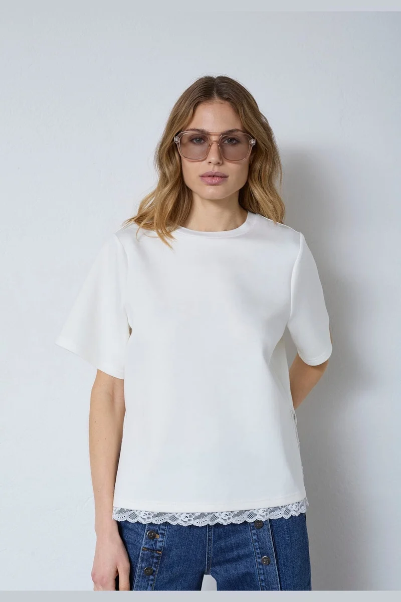 Co´Couture - Evicc Lace Tee 43031 - 4000 - White