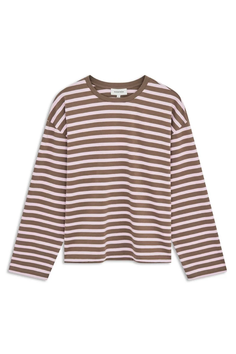 ModströM - Taimmd Stripe Ls T-Shirt 59970 - 11211 - Brown Blossom Stripe