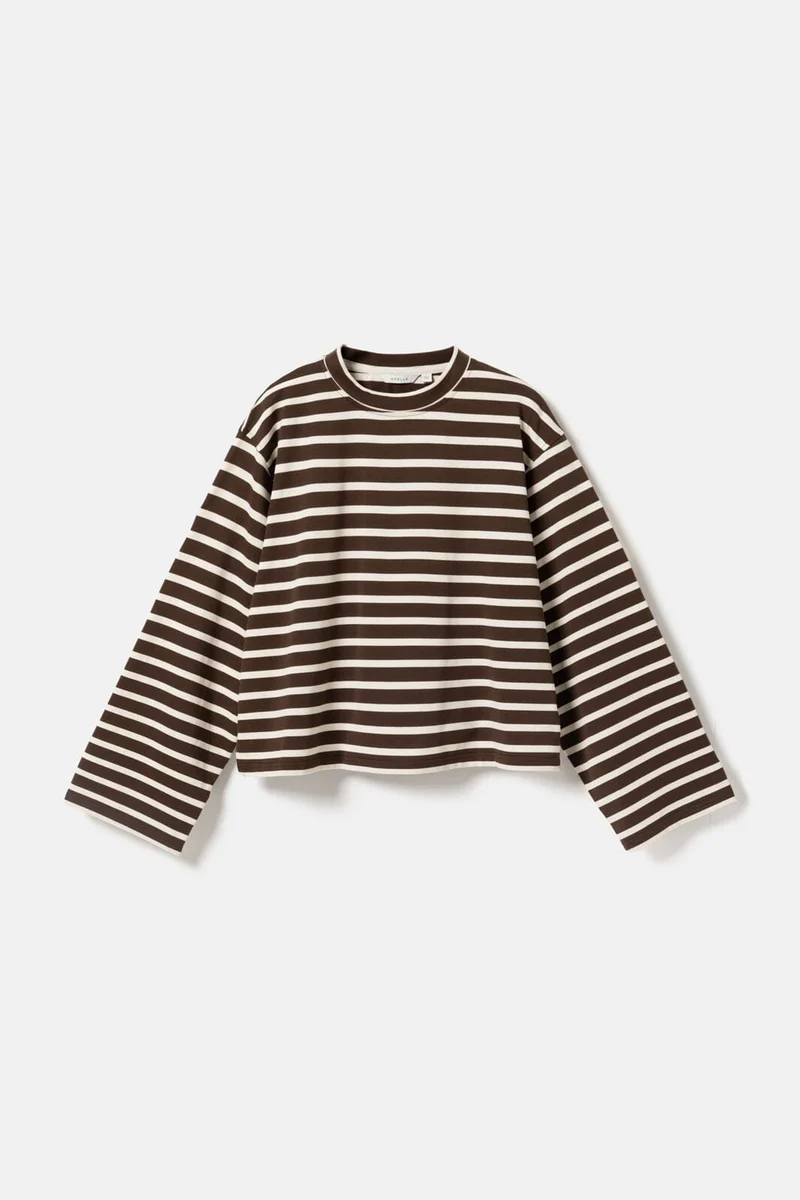 Noella - N-Maple Ls T-Shirt 17260001 - 450 - Eton Brown Ivory Stripe