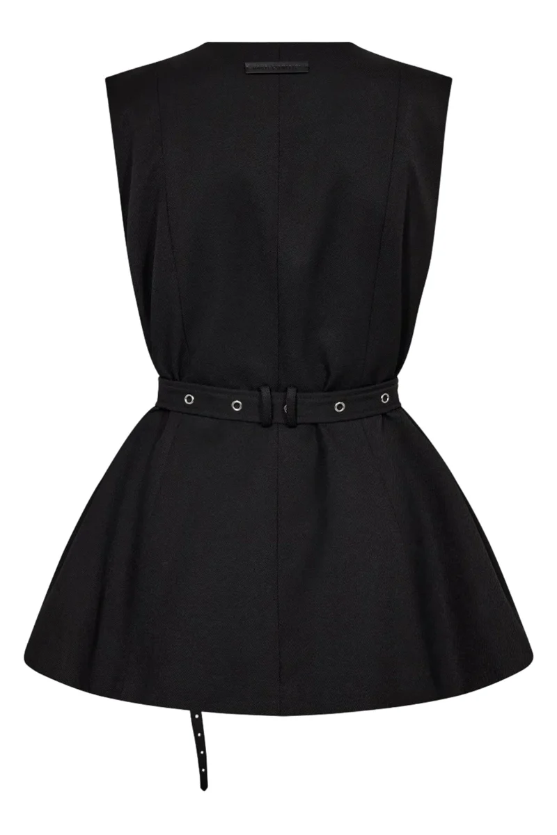 Haute L'Amitié - Premiere Peplum Belt Vest Hl10910 - Black