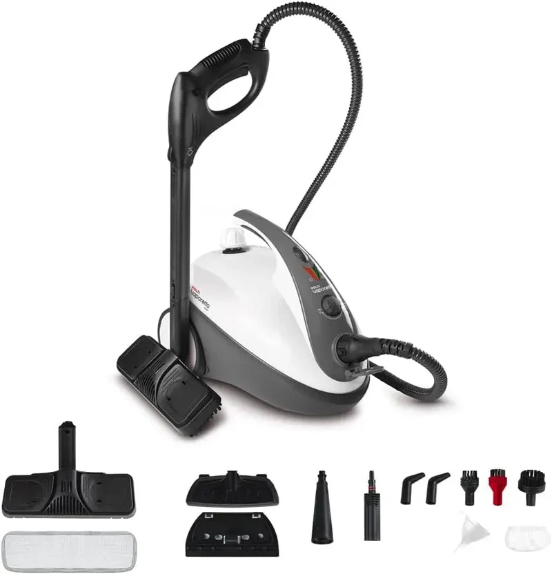 Nettoyeur vapeur, 1,6 L, grand réservoir, blanc, 12 Accessoires Inclus