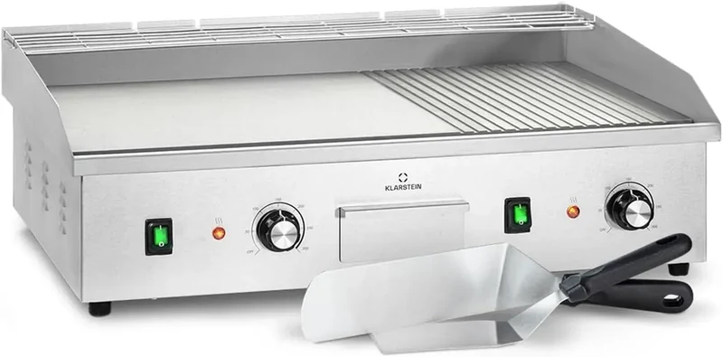 Klarstein Barbecue, Plancha, Table, Grill, 200 W, extérieur, restaurant, camping, amovible, acier inoxydable, pour Camping et Restaurant