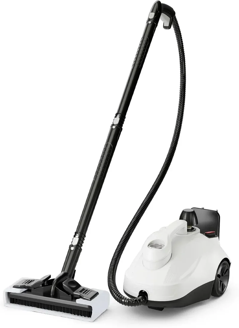 Nettoyeur vapeur, 1,8 L, 2000 W, COSTWAY, portable, grand réservoir, usage sur sols, cuisine, voiture, vitres et canapé, blanc