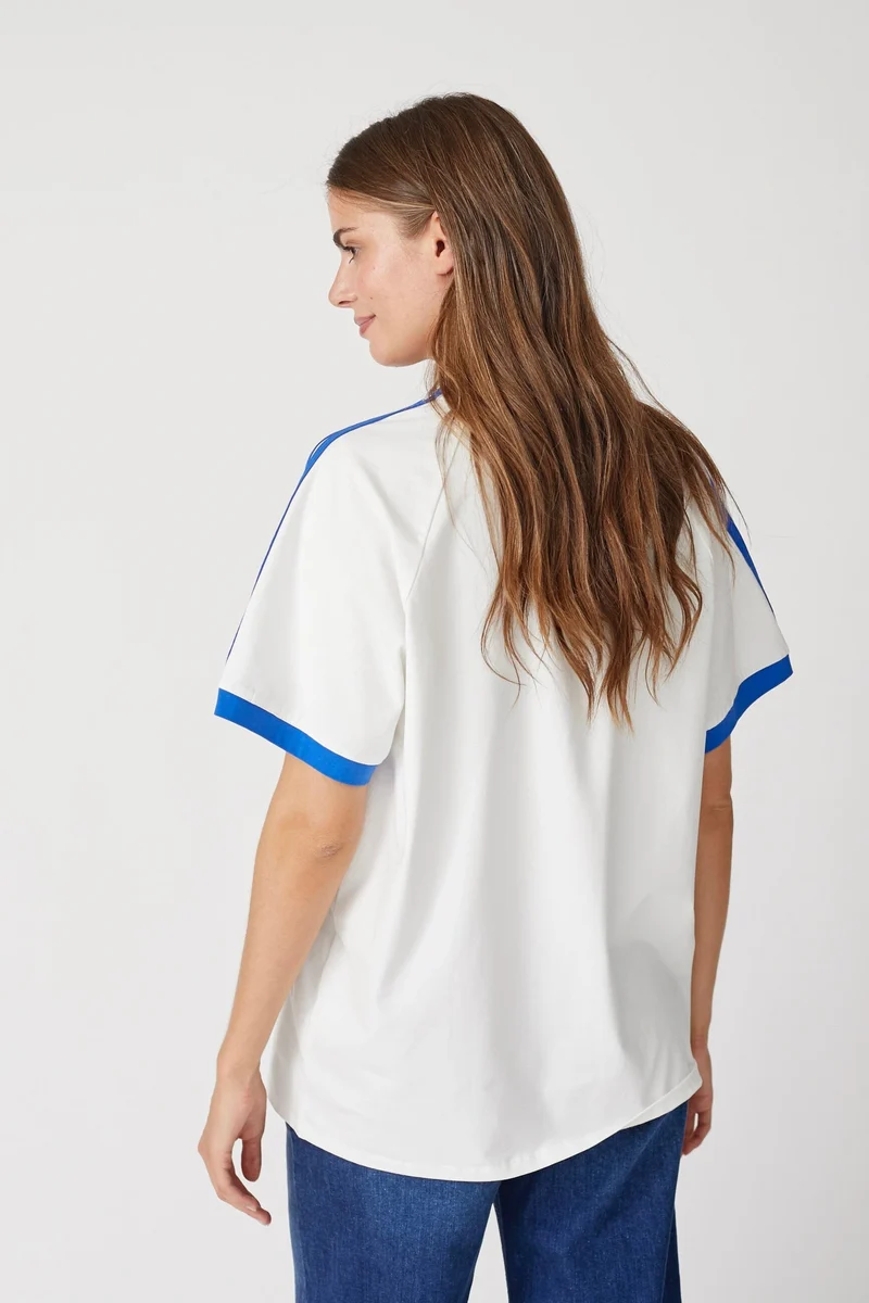Co´Couture - Siaracc Oversize Sporty V-Tee 33140 - 11076 - Offwhitenewblue