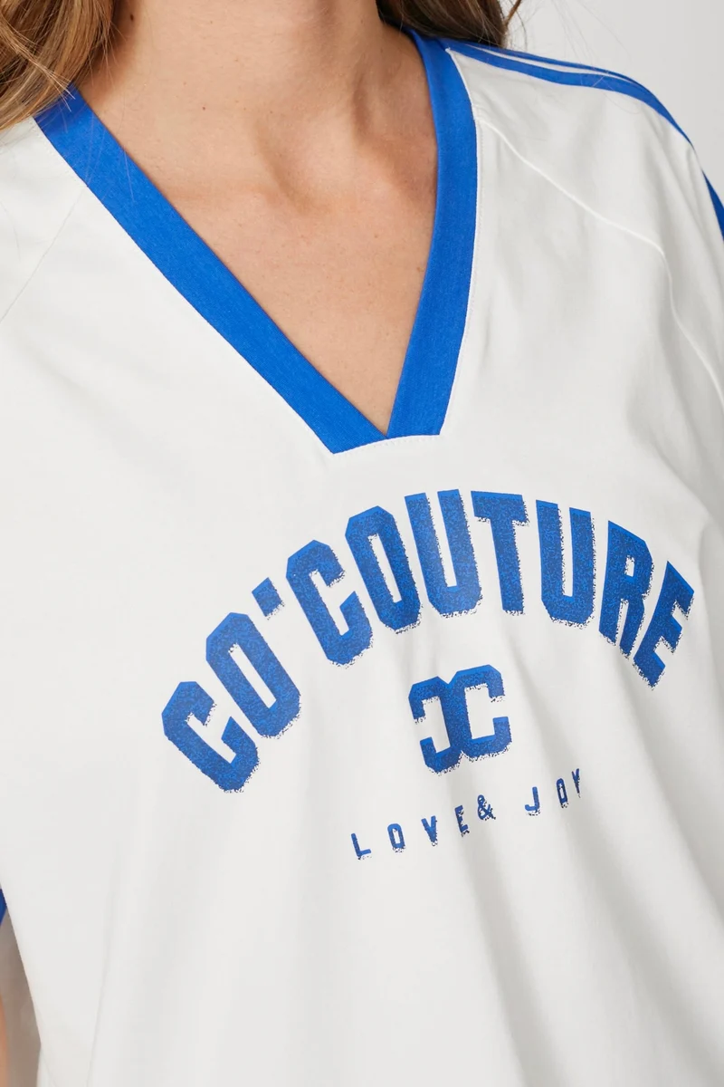 Co´Couture - Siaracc Oversize Sporty V-Tee 33140 - 11076 - Offwhitenewblue