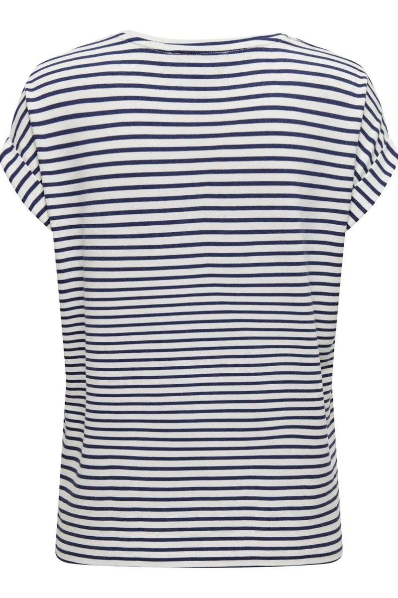 Only - Onlmoster Stripe S/S O-Neck Top - 4448024 Cloud Dancer Naval Academy