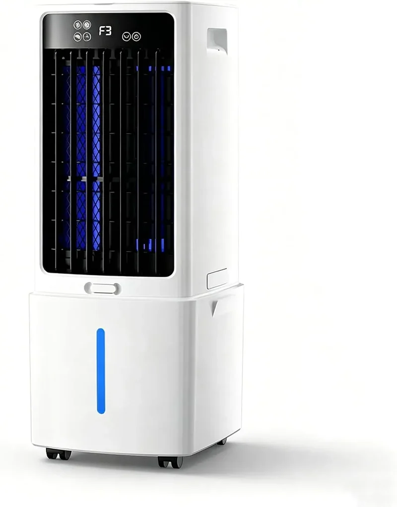 Rafraîchisseur d'air 12H, 12 L, portable, minuteur, 3 vitesses, 3 Vitesses De Vent, Portée D'air De 6,8m, 6,8 m