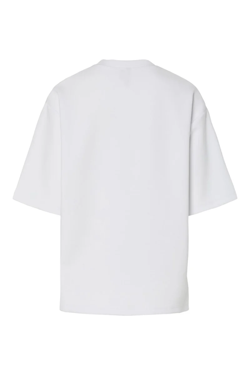 Pieces - Pcmuna Ss O-Neck Oversize Tee - 4864327 Bright White Black Embroidery