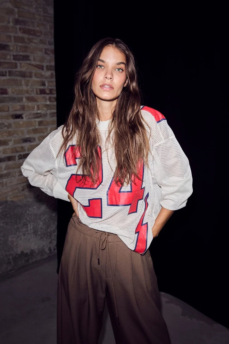 Haute L'Amitié - American Football Ls Tee HL10049 - Pearl/ Red