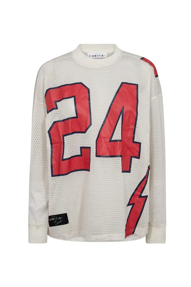 Haute L'Amitié - American Football Ls Tee HL10049 - Pearl/ Red