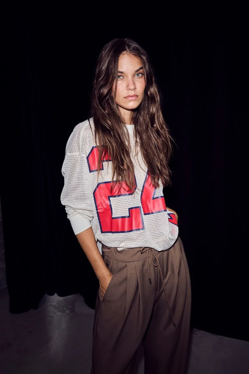 Haute L'Amitié - American Football Ls Tee HL10049 - Pearl/ Red