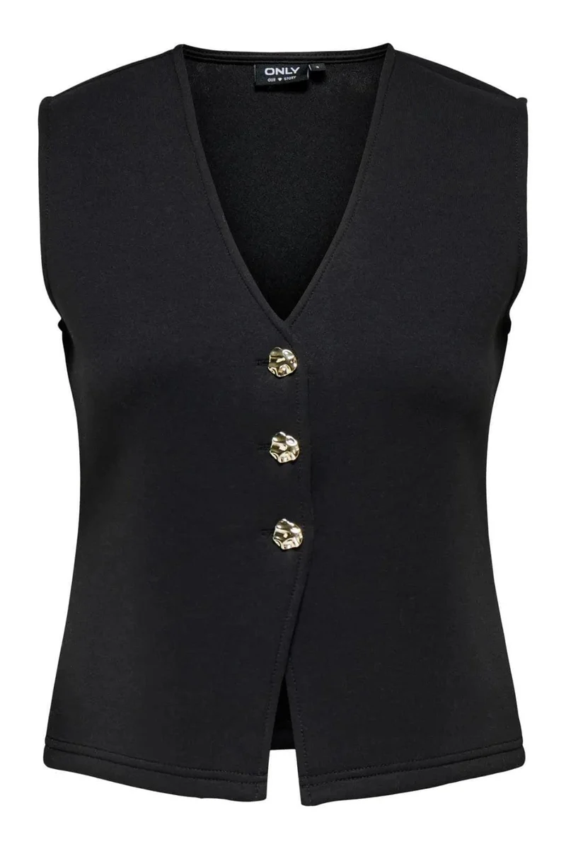 Only - Onlnaomi S/L Vest Swt - 4912054 Black Gold Buttons
