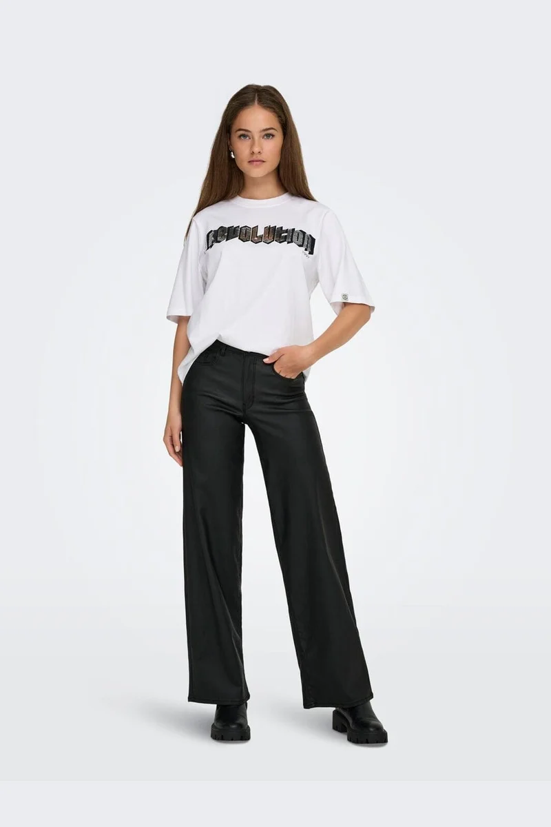 Only - Onlpuri Life S/S Top Box Pri - 4955265 Bright White Revolution + Label Puri Thunder