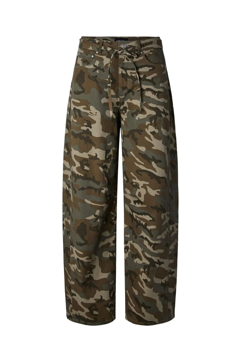 Pieces - Pcmimmi Tie Barrel Jeans - 5128114 Mermaid Camouflage