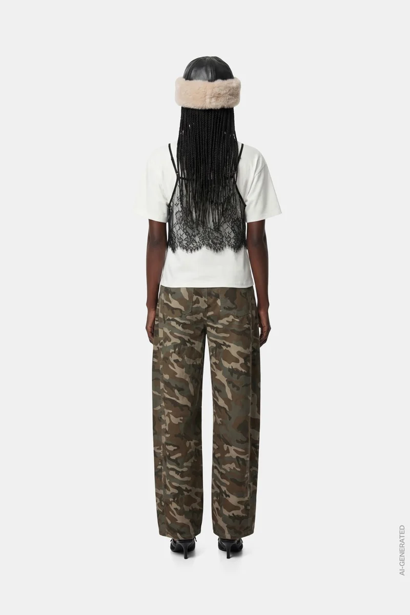Pieces - Pcmimmi Tie Barrel Jeans - 5128114 Mermaid Camouflage