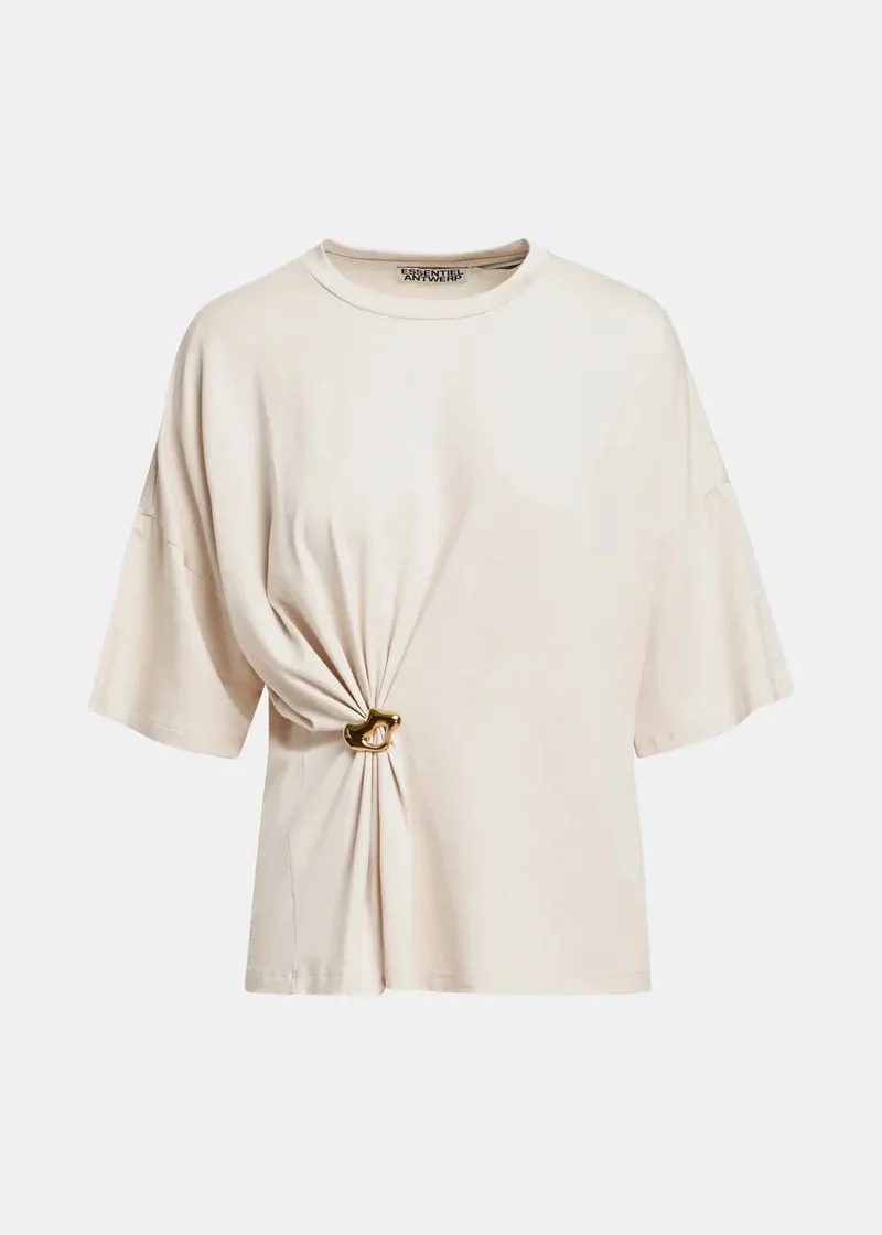 Essentiel Antwerp - Kuba T-Shirt With Brooch - Ow01 Off White