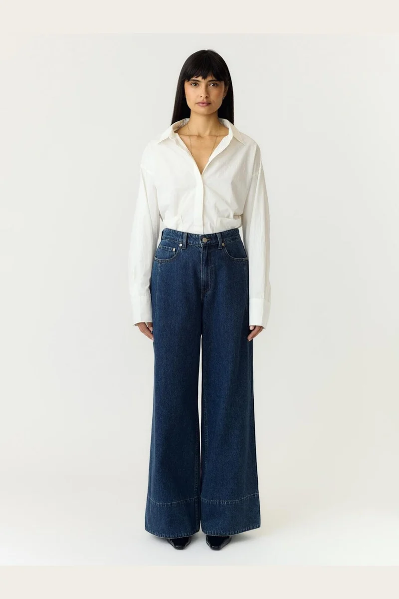 Yas - Yasbea High Hem Wide Jeans - 5127159 Medium Blue Denim