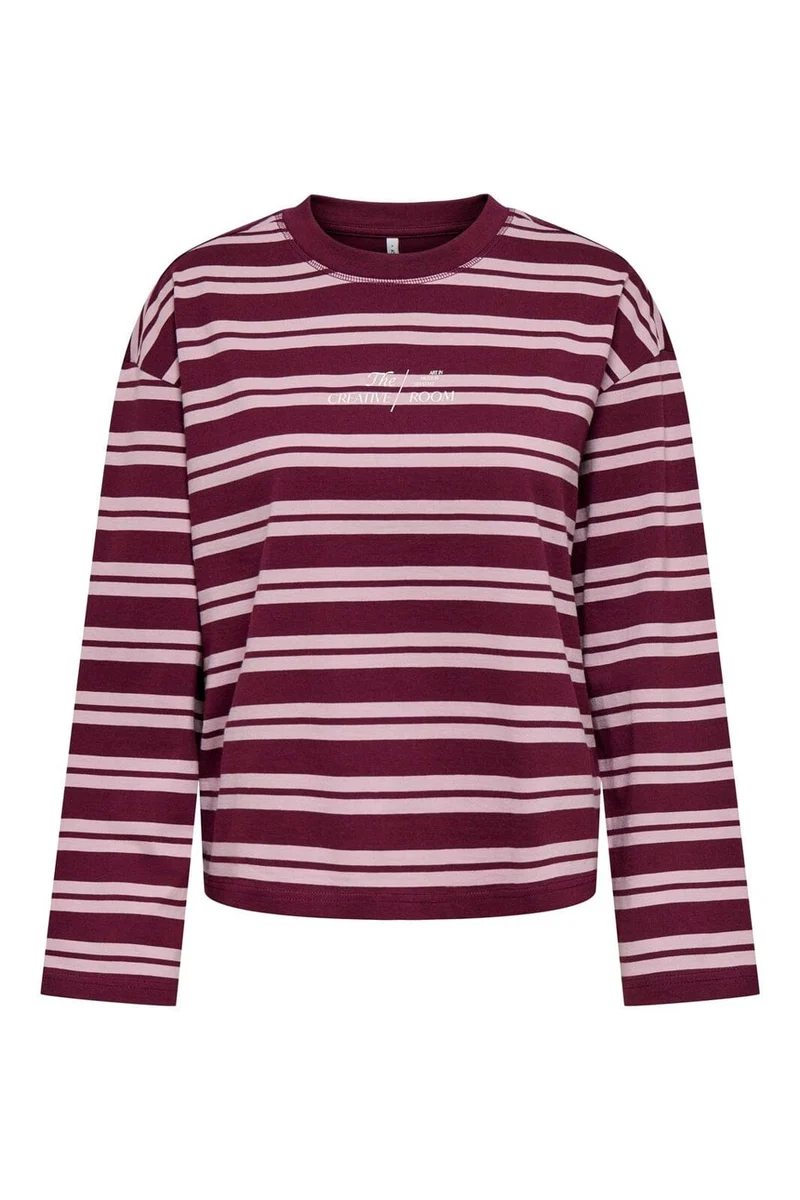Only - Onlfreja L/S Stripe Top Cc - 5128182 Fig Freja New Autumn (Keepsake) + Creative Print