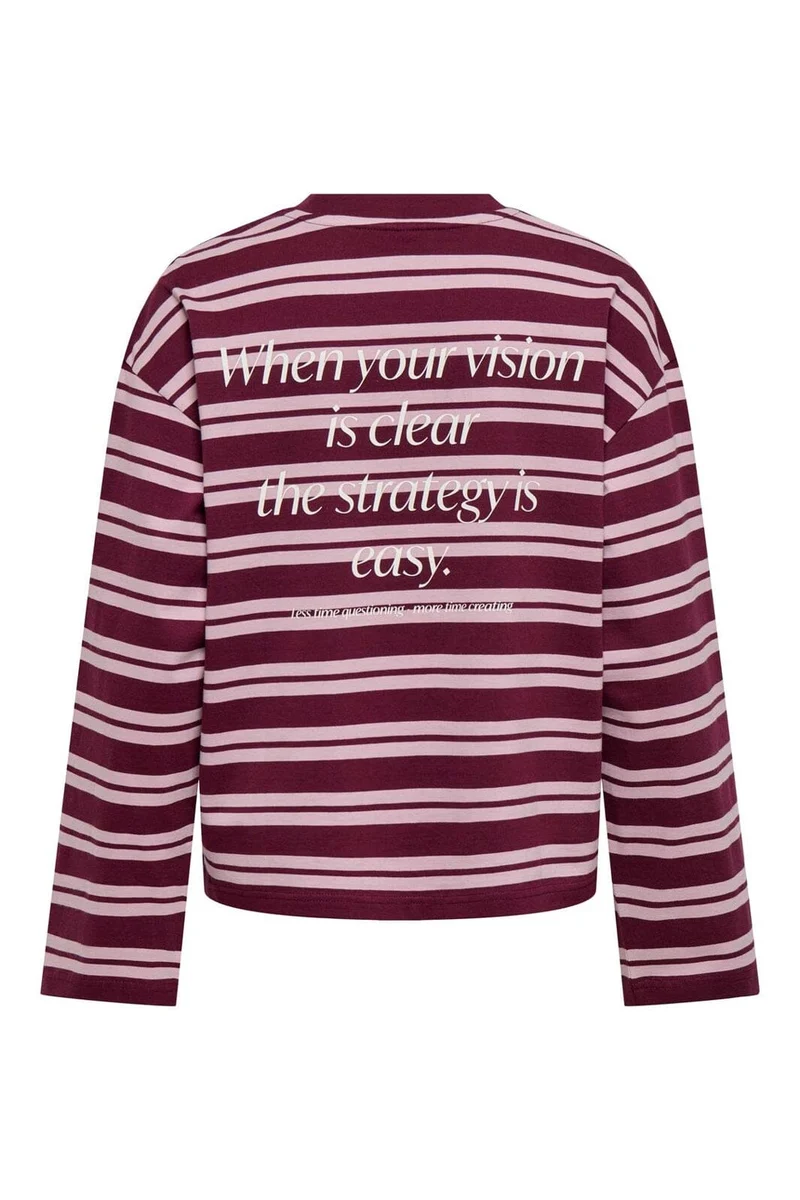Only - Onlfreja L/S Stripe Top Cc - 5128182 Fig Freja New Autumn (Keepsake) + Creative Print
