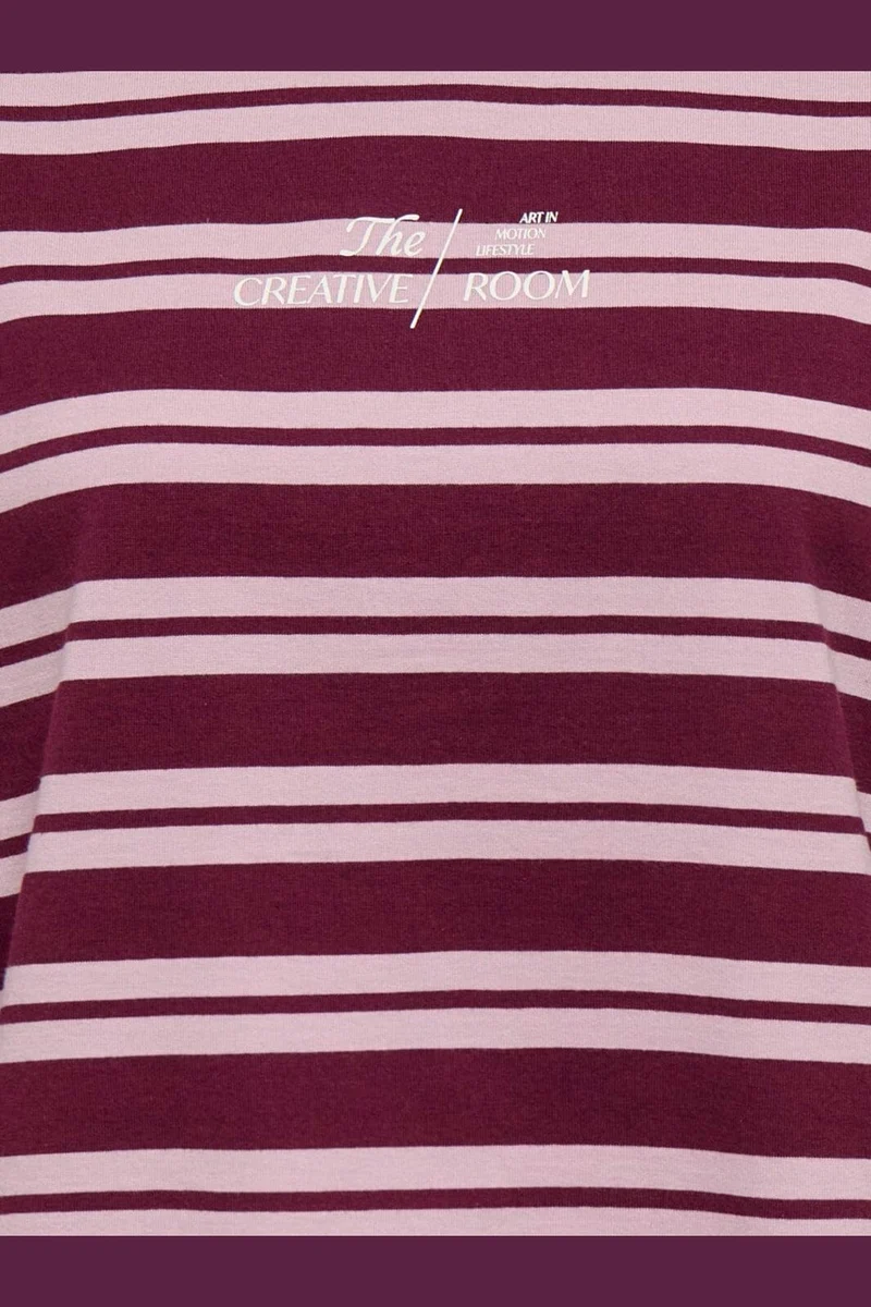 Only - Onlfreja L/S Stripe Top Cc - 5128182 Fig Freja New Autumn (Keepsake) + Creative Print